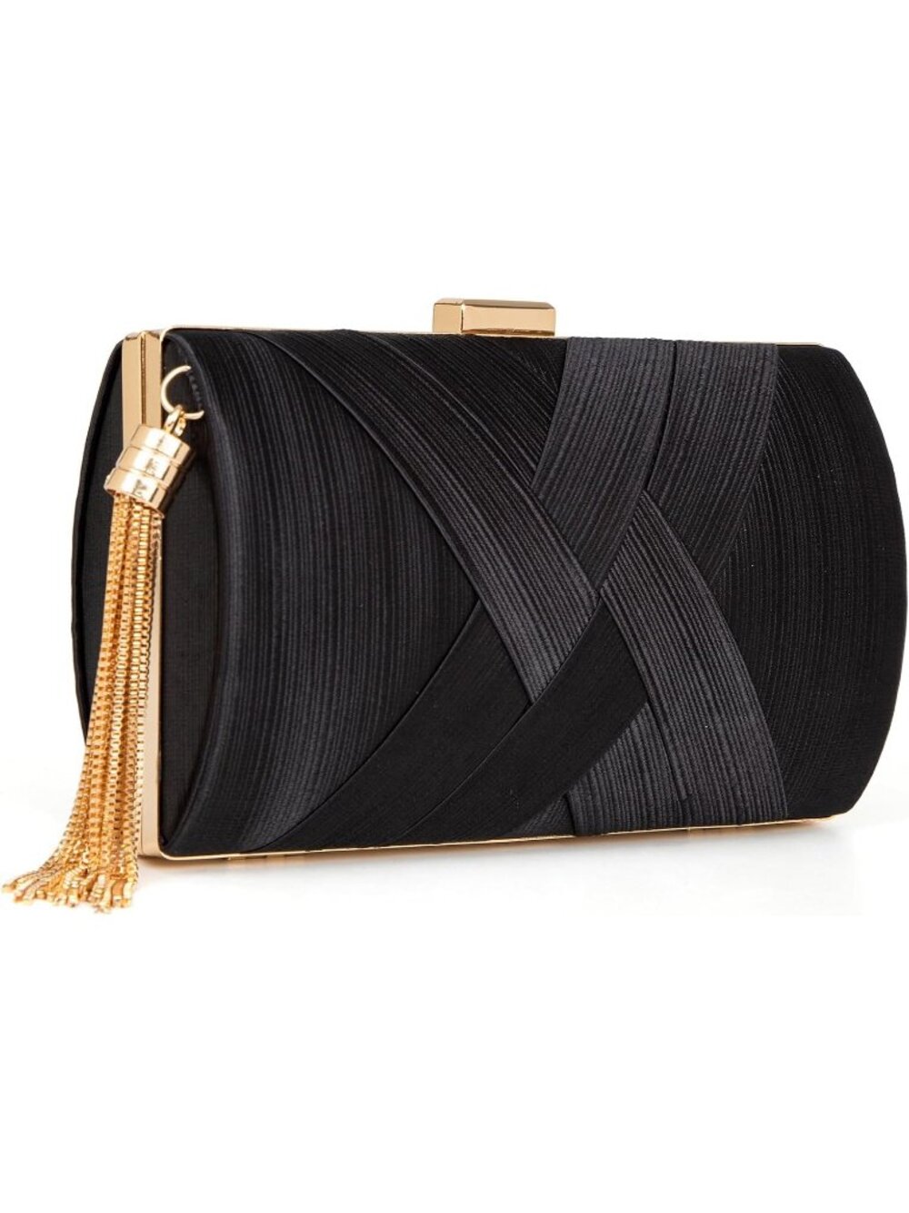 Women Black Gold Formal Clutch Purse Wedding Evening Crossbody Bag